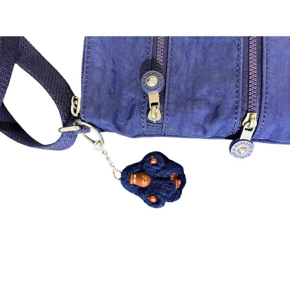 Kipling Blue Navy Nylon Messenger Crossbody Bag with Andy Gorilla Keychain - Picture 2 of 7
